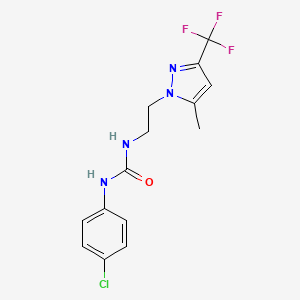 molecular formula C14H14ClF3N4O B4625137 N-(4-chlorophenyl)-N'-{2-[5-methyl-3-(trifluoromethyl)-1H-pyrazol-1-yl]ethyl}urea 