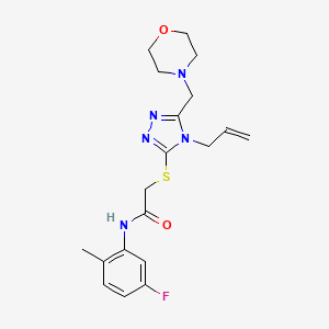 molecular formula C19H24FN5O2S B4625393 N-(5-fluoro-2-methylphenyl)-2-{[5-(morpholin-4-ylmethyl)-4-(prop-2-en-1-yl)-4H-1,2,4-triazol-3-yl]sulfanyl}acetamide 