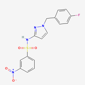molecular formula C16H13FN4O4S B4625496 N-{1-[(4-FLUOROPHENYL)METHYL]-1H-PYRAZOL-3-YL}-3-NITROBENZENE-1-SULFONAMIDE 