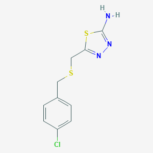 molecular formula C10H10ClN3S2 B462551 5-{[(4-Chlorobenzyl)sulfanyl]methyl}-1,3,4-thiadiazol-2-amine CAS No. 299934-12-6