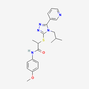 molecular formula C21H25N5O2S B4625622 N-(4-methoxyphenyl)-2-{[4-(2-methylpropyl)-5-(pyridin-3-yl)-4H-1,2,4-triazol-3-yl]sulfanyl}propanamide 