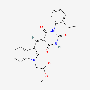 molecular formula C24H21N3O5 B4625630 METHYL 2-(3-{[(5E)-1-(2-ETHYLPHENYL)-2,4,6-TRIOXO-1,3-DIAZINAN-5-YLIDENE]METHYL}-1H-INDOL-1-YL)ACETATE 