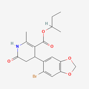 molecular formula C18H20BrNO5 B4625744 BUTAN-2-YL 4-(6-BROMO-2H-1,3-BENZODIOXOL-5-YL)-2-METHYL-6-OXO-1,4,5,6-TETRAHYDROPYRIDINE-3-CARBOXYLATE 