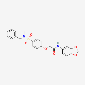molecular formula C23H22N2O6S B4625972 N-(1,3-benzodioxol-5-yl)-2-[4-[benzyl(methyl)sulfamoyl]phenoxy]acetamide 