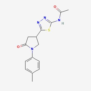molecular formula C15H16N4O2S B4626019 N-{5-[1-(4-methylphenyl)-5-oxopyrrolidin-3-yl]-1,3,4-thiadiazol-2-yl}acetamide 