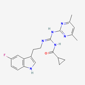 molecular formula C21H23FN6O B4626379 N-[(E)-[(4,6-dimethylpyrimidin-2-yl)amino]{[2-(5-fluoro-1H-indol-3-yl)ethyl]amino}methylidene]cyclopropanecarboxamide 