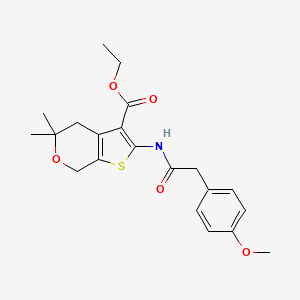 molecular formula C21H25NO5S B4626381 Ethyl 2-[[2-(4-methoxyphenyl)acetyl]amino]-5,5-dimethyl-4,7-dihydrothieno[2,3-c]pyran-3-carboxylate 