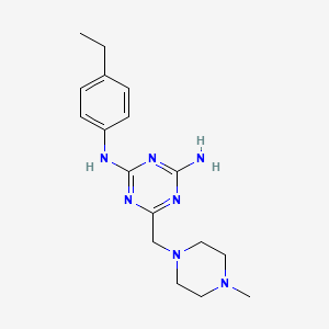 molecular formula C17H25N7 B4626661 N-(4-ethylphenyl)-6-[(4-methylpiperazin-1-yl)methyl]-1,3,5-triazine-2,4-diamine 