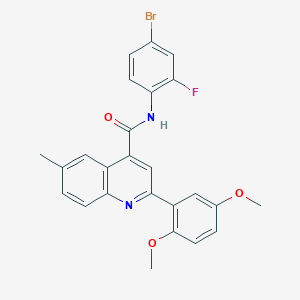 molecular formula C25H20BrFN2O3 B4626844 N-(4-bromo-2-fluorophenyl)-2-(2,5-dimethoxyphenyl)-6-methyl-4-quinolinecarboxamide 