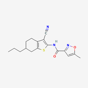 molecular formula C17H19N3O2S B4626939 N-(3-cyano-6-propyl-4,5,6,7-tetrahydro-1-benzothiophen-2-yl)-5-methyl-1,2-oxazole-3-carboxamide 