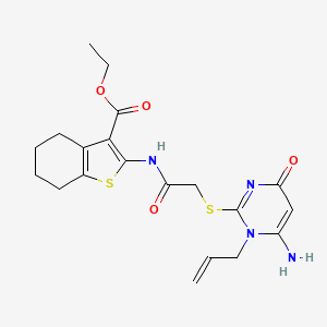 molecular formula C20H24N4O4S2 B4627107 ETHYL 2-(2-{[6-AMINO-4-OXO-1-(PROP-2-EN-1-YL)-1,4-DIHYDROPYRIMIDIN-2-YL]SULFANYL}ACETAMIDO)-4,5,6,7-TETRAHYDRO-1-BENZOTHIOPHENE-3-CARBOXYLATE 
