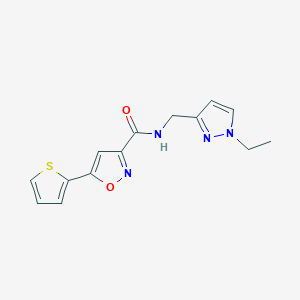 molecular formula C14H14N4O2S B4627342 N~3~-[(1-ETHYL-1H-PYRAZOL-3-YL)METHYL]-5-(2-THIENYL)-3-ISOXAZOLECARBOXAMIDE 