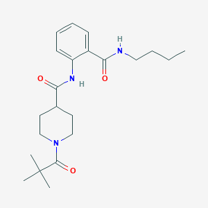 molecular formula C22H33N3O3 B4627357 N-[2-(butylcarbamoyl)phenyl]-1-(2,2-dimethylpropanoyl)piperidine-4-carboxamide 