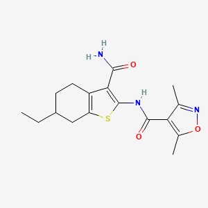 molecular formula C17H21N3O3S B4627399 N-(3-carbamoyl-6-ethyl-4,5,6,7-tetrahydro-1-benzothiophen-2-yl)-3,5-dimethyl-1,2-oxazole-4-carboxamide 