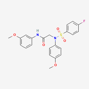 molecular formula C22H21FN2O5S B4627493 N~2~-[(4-fluorophenyl)sulfonyl]-N-(3-methoxyphenyl)-N~2~-(4-methoxyphenyl)glycinamide 