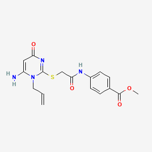 molecular formula C17H18N4O4S B4627603 METHYL 4-({2-[(1-ALLYL-6-AMINO-4-OXO-1,4-DIHYDRO-2-PYRIMIDINYL)SULFANYL]ACETYL}AMINO)BENZOATE 
