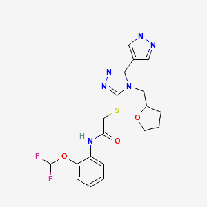 molecular formula C20H22F2N6O3S B4627628 N~1~-[2-(DIFLUOROMETHOXY)PHENYL]-2-{[5-(1-METHYL-1H-PYRAZOL-4-YL)-4-(TETRAHYDRO-2-FURANYLMETHYL)-4H-1,2,4-TRIAZOL-3-YL]SULFANYL}ACETAMIDE 