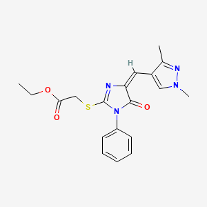 molecular formula C19H20N4O3S B4627790 ETHYL 2-({4-[(E)-1-(1,3-DIMETHYL-1H-PYRAZOL-4-YL)METHYLIDENE]-5-OXO-1-PHENYL-4,5-DIHYDRO-1H-IMIDAZOL-2-YL}SULFANYL)ACETATE 