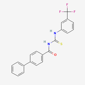 molecular formula C21H15F3N2OS B4628180 N-{[3-(trifluoromethyl)phenyl]carbamothioyl}biphenyl-4-carboxamide 