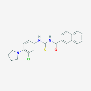 molecular formula C22H20ClN3OS B462821 N-[3-chloro-4-(1-pyrrolidinyl)phenyl]-N'-(2-naphthoyl)thiourea CAS No. 443125-80-2