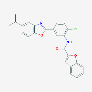 molecular formula C25H19ClN2O3 B462828 N-[2-chloro-5-(5-isopropyl-1,3-benzoxazol-2-yl)phenyl]-1-benzofuran-2-carboxamide CAS No. 371119-61-8