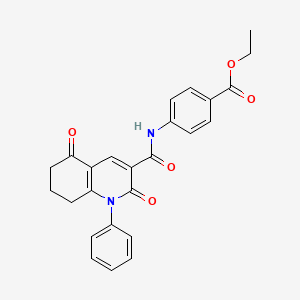 molecular formula C25H22N2O5 B4628625 Ethyl 4-(2,5-dioxo-1-phenyl-1,2,5,6,7,8-hexahydroquinoline-3-amido)benzoate 