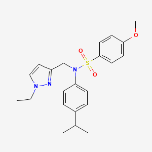 molecular formula C22H27N3O3S B4628908 N~1~-[(1-ETHYL-1H-PYRAZOL-3-YL)METHYL]-N~1~-(4-ISOPROPYLPHENYL)-4-METHOXY-1-BENZENESULFONAMIDE 