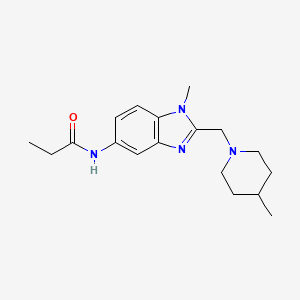 molecular formula C18H26N4O B4628962 N-{1-Methyl-2-[(4-methylpiperidin-1-YL)methyl]-1H-1,3-benzodiazol-5-YL}propanamide 