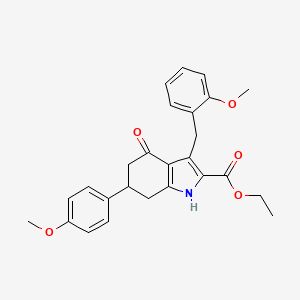molecular formula C26H27NO5 B4628993 ETHYL 6-(4-METHOXYPHENYL)-3-[(2-METHOXYPHENYL)METHYL]-4-OXO-4,5,6,7-TETRAHYDRO-1H-INDOLE-2-CARBOXYLATE 