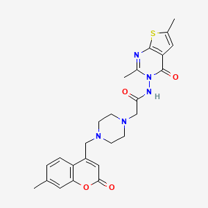 molecular formula C25H27N5O4S B4629015 N-{2,6-DIMETHYL-4-OXO-3H,4H-THIENO[2,3-D]PYRIMIDIN-3-YL}-2-{4-[(7-METHYL-2-OXO-2H-CHROMEN-4-YL)METHYL]PIPERAZIN-1-YL}ACETAMIDE 