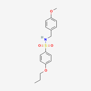 molecular formula C17H21NO4S B4629043 N-[(4-METHOXYPHENYL)METHYL]-4-PROPOXYBENZENE-1-SULFONAMIDE 