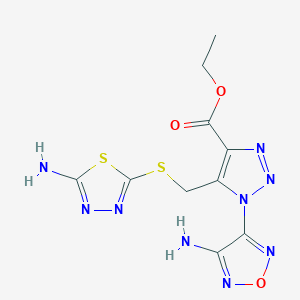 molecular formula C10H11N9O3S2 B4629073 ethyl 1-(4-amino-1,2,5-oxadiazol-3-yl)-5-{[(5-amino-1,3,4-thiadiazol-2-yl)sulfanyl]methyl}-1H-1,2,3-triazole-4-carboxylate 