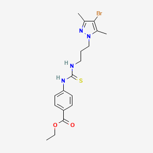 molecular formula C18H23BrN4O2S B4629252 ETHYL 4-[({[3-(4-BROMO-3,5-DIMETHYL-1H-PYRAZOL-1-YL)PROPYL]AMINO}CARBOTHIOYL)AMINO]BENZOATE 