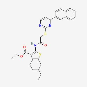 molecular formula C29H29N3O3S2 B4629429 ETHYL 6-ETHYL-2-[(2-{[4-(2-NAPHTHYL)-2-PYRIMIDINYL]SULFANYL}ACETYL)AMINO]-4,5,6,7-TETRAHYDRO-1-BENZOTHIOPHENE-3-CARBOXYLATE 
