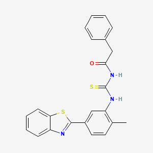 molecular formula C23H19N3OS2 B4629452 N-{[5-(1,3-benzothiazol-2-yl)-2-methylphenyl]carbamothioyl}-2-phenylacetamide 