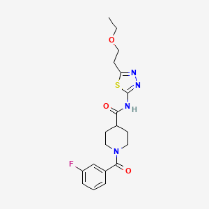molecular formula C19H23FN4O3S B4629458 N-[5-(2-ethoxyethyl)-1,3,4-thiadiazol-2-yl]-1-(3-fluorobenzoyl)piperidine-4-carboxamide 