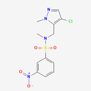 molecular formula C12H13ClN4O4S B4629492 N-[(4-CHLORO-1-METHYL-1H-PYRAZOL-5-YL)METHYL]-N-METHYL-3-NITRO-1-BENZENESULFONAMIDE 
