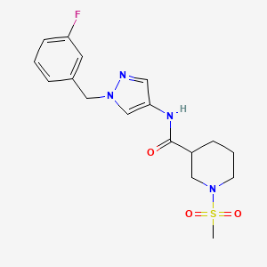 molecular formula C17H21FN4O3S B4629531 N~3~-[1-(3-FLUOROBENZYL)-1H-PYRAZOL-4-YL]-1-(METHYLSULFONYL)-3-PIPERIDINECARBOXAMIDE 