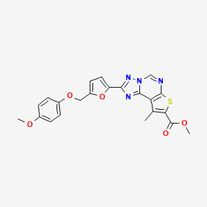 molecular formula C22H18N4O5S B4629562 methyl 2-{5-[(4-methoxyphenoxy)methyl]-2-furyl}-9-methylthieno[3,2-e][1,2,4]triazolo[1,5-c]pyrimidine-8-carboxylate 