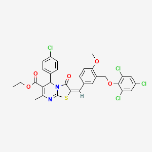 molecular formula C31H24Cl4N2O5S B4629786 ethyl (2E)-5-(4-chlorophenyl)-2-{4-methoxy-3-[(2,4,6-trichlorophenoxy)methyl]benzylidene}-7-methyl-3-oxo-2,3-dihydro-5H-[1,3]thiazolo[3,2-a]pyrimidine-6-carboxylate 