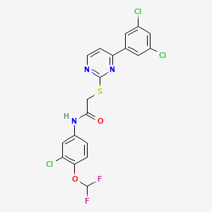 molecular formula C19H12Cl3F2N3O2S B4629877 N~1~-[3-CHLORO-4-(DIFLUOROMETHOXY)PHENYL]-2-{[4-(3,5-DICHLOROPHENYL)-2-PYRIMIDINYL]SULFANYL}ACETAMIDE 