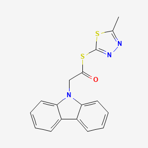 molecular formula C17H13N3OS2 B4630058 S-(5-methyl-1,3,4-thiadiazol-2-yl) 2-carbazol-9-ylethanethioate 
