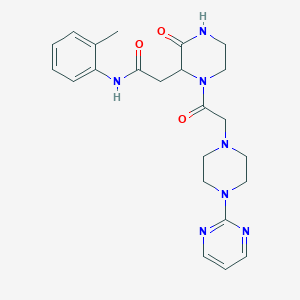 molecular formula C23H29N7O3 B4630434 N-(2-methylphenyl)-2-(3-oxo-1-{2-[4-(2-pyrimidinyl)piperazino]acetyl}-2-piperazinyl)acetamide 