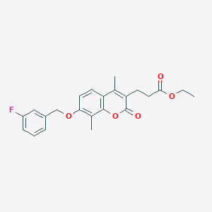 molecular formula C23H23FO5 B4630506 ethyl 3-{7-[(3-fluorobenzyl)oxy]-4,8-dimethyl-2-oxo-2H-chromen-3-yl}propanoate 