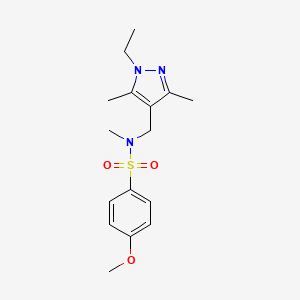 molecular formula C16H23N3O3S B4630553 N-[(1-ETHYL-3,5-DIMETHYL-1H-PYRAZOL-4-YL)METHYL]-4-METHOXY-N-METHYL-1-BENZENESULFONAMIDE 