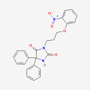 molecular formula C24H21N3O5 B4630596 3-[3-(2-Nitrophenoxy)propyl]-5,5-diphenylimidazolidine-2,4-dione 