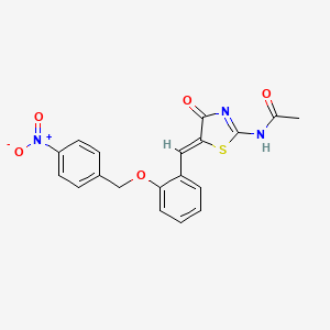 molecular formula C19H15N3O5S B4630659 N-[(5Z)-5-{2-[(4-nitrobenzyl)oxy]benzylidene}-4-oxo-4,5-dihydro-1,3-thiazol-2-yl]acetamide 