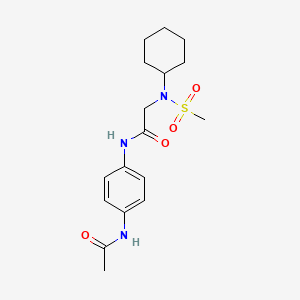 molecular formula C17H25N3O4S B4630787 N-(4-acetamidophenyl)-2-[cyclohexyl(methylsulfonyl)amino]acetamide 