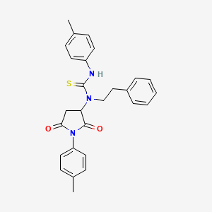 molecular formula C27H27N3O2S B4630811 N'-(4-methylphenyl)-N-[1-(4-methylphenyl)-2,5-dioxo-3-pyrrolidinyl]-N-(2-phenylethyl)thiourea 