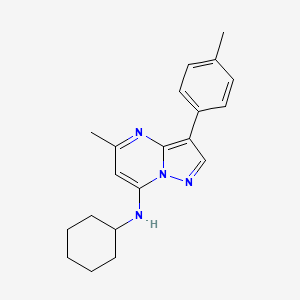 molecular formula C20H24N4 B4630845 N-cyclohexyl-5-methyl-3-(p-tolyl)pyrazolo[1,5-a]pyrimidin-7-amine 